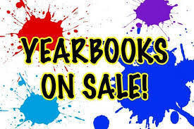  Picture with paintblotches "Yearbooks on Sale"